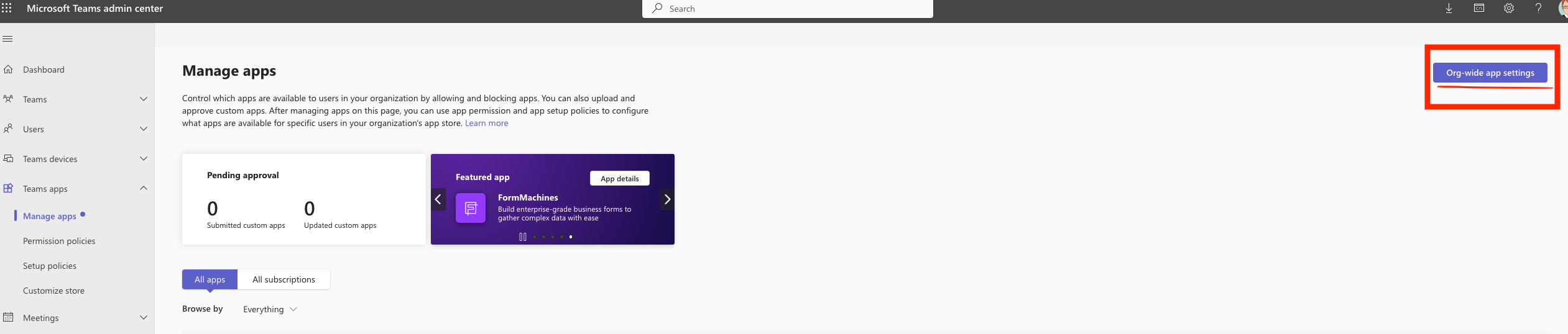 Manage apps - Org-wide app settings